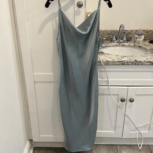 Aqua Blue Cowl Neck Slip Dress